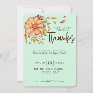Invitation au dîner de Thanksgiving Thème vert boh