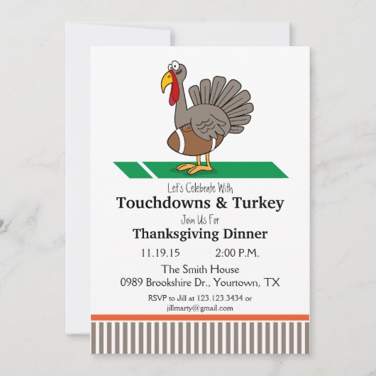 Invitation au dîner de Thanksgiving Touchdowns & d (Devant)