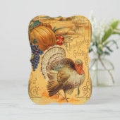 Invitation au dîner de Thanksgiving Vintage Turkey (Debout devant)