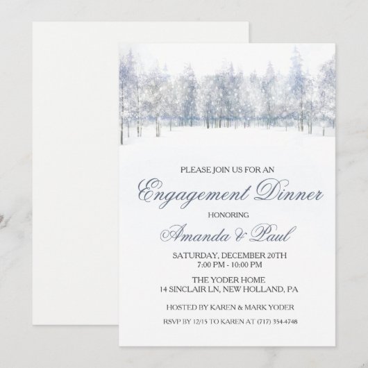 Invitation au dîner d'engagement d'hiver (Devant / Derrière)