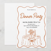 Invitation au dîner dessinée à la main (Devant / Derrière)