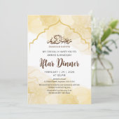 Invitation au dîner d'Iftar en marbre jaune or lux (Debout devant)