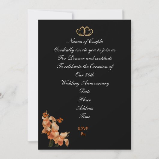 Invitation au dîner du 50e anniversaire lily sur f (Dos)