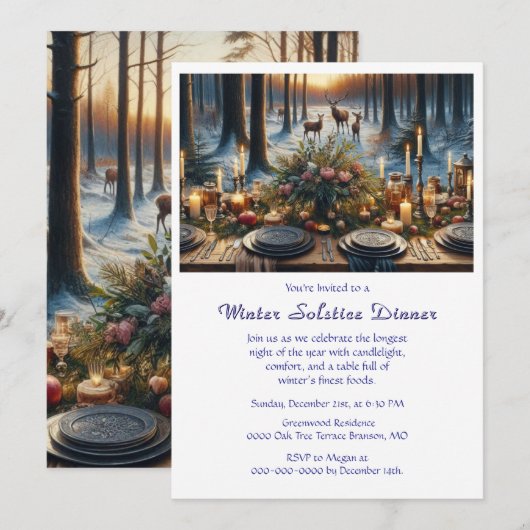 Invitation au dîner du solstice d'hiver (Devant / Derrière)