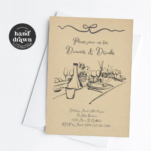 Invitation au dîner et aux boissons, soirée pour a