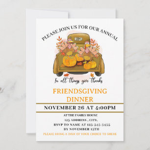 Invitation au dîner Friendsgiving aquarelle