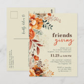 Invitation au dîner Friendsgiving florale automnal (Devant / Derrière)