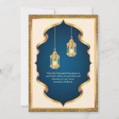 Invitation au dîner Iftar bleu royal et or (Dos)