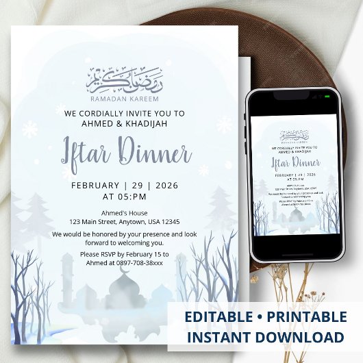 Invitation au dîner Iftar du Ramadan d'hiver Mosqu