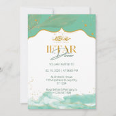 Invitation au dîner Iftar ramadan aquarelle verte (Devant)
