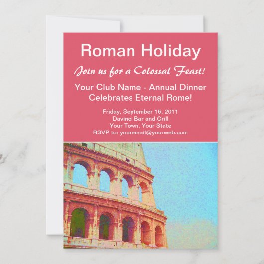 Invitation au dîner italien - Colisée Rome (Dos)