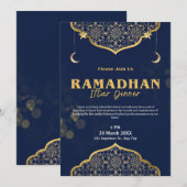 Invitation au dîner moderne d'Iftar Blue Gold (Devant / Derrière)