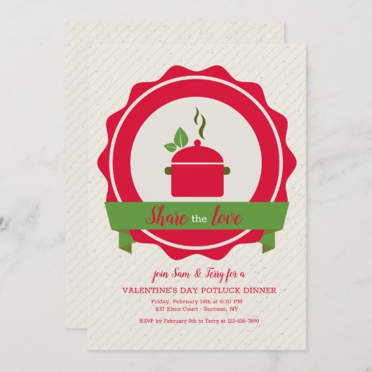 Invitation au dîner Potluck (Devant / Derrière)