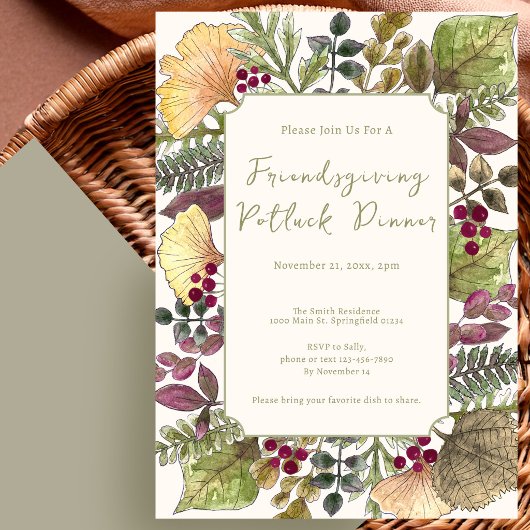 Invitation au dîner potluck de Friendsgiving