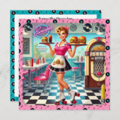 Invitation au dîner rétro (Devant / Derrière)