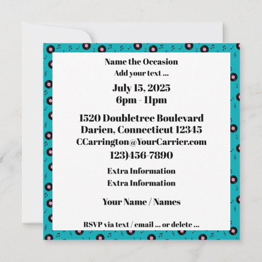 Invitation au dîner rétro (Dos)