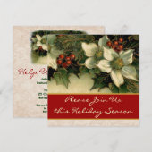 Invitation au dîner Vintage Holly et Flowers (Devant / Derrière)