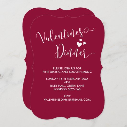 Invitation au dîner Whimsical de Saint-Valentin (Devant / Derrière)