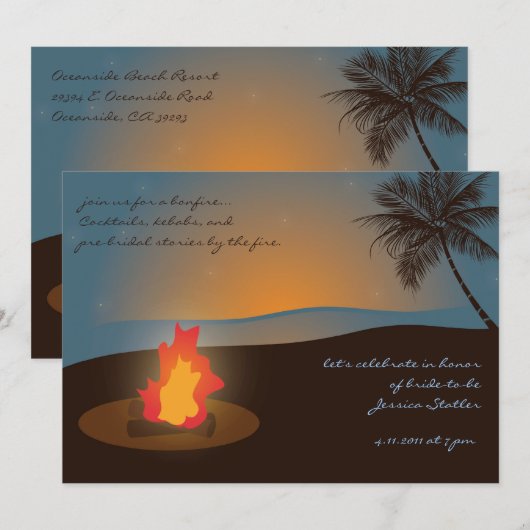 Invitation au feu de camp de plage (Devant / Derrière)
