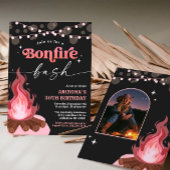 Invitation au feu de camp rose de Peach moderne, B
