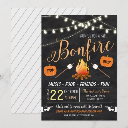 Invitation au feu de joie de la récolte d'automne (Devant / Derrière)