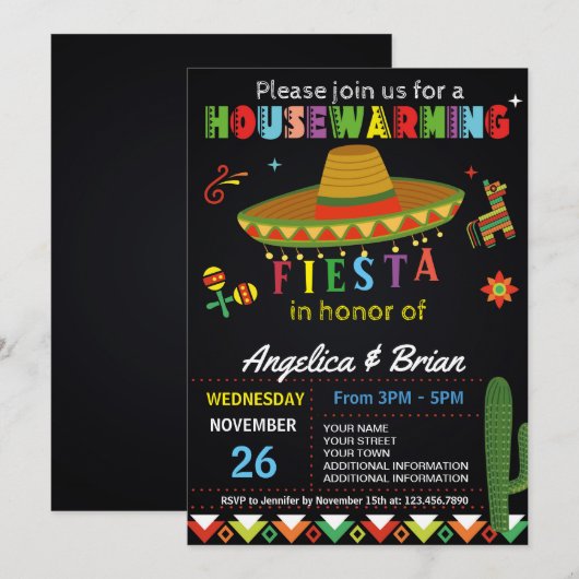 Invitation au Fiesta Party (Devant / Derrière)