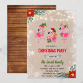 Invitation au flamant rose et aux grelots de Noël (Devant / Derrière)