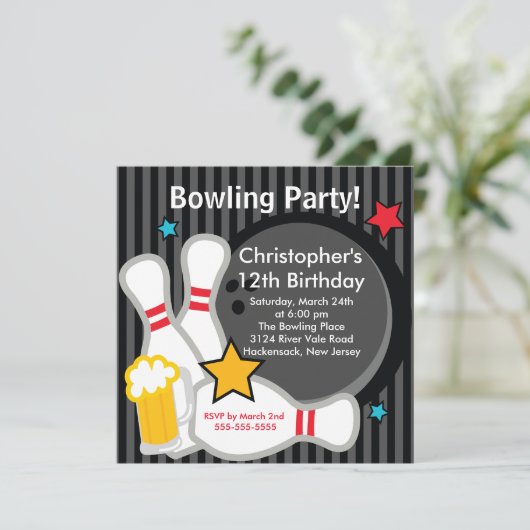 Invitation au Fun Bowling Birthday Party (Debout devant)