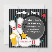 Invitation au Fun Bowling Birthday Party (Devant)