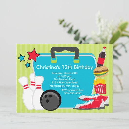 Invitation au Fun Bowling Birthday Party (Debout devant)
