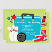 Invitation au Fun Bowling Birthday Party (Devant / Derrière)