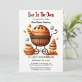 Invitation Au Fun Retro Boho Cake Bun Dans Le Baby shower Du  (Debout devant)