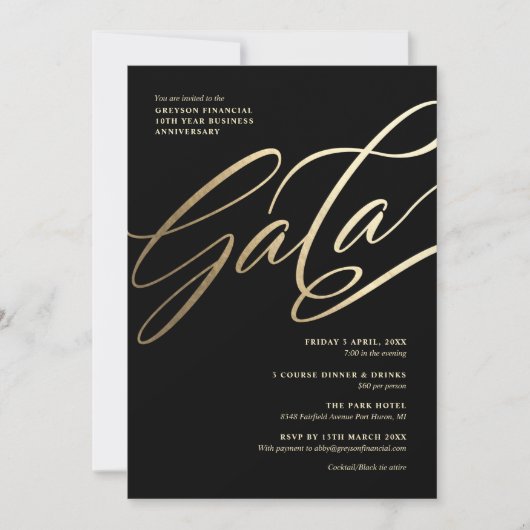 Invitation au gala Black and Gold (Devant)