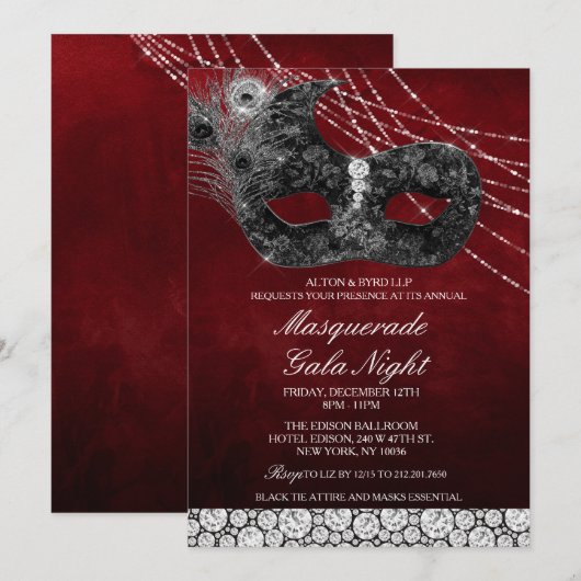 Invitation au gala de masquerade d'affaires d'entr (Devant / Derrière)
