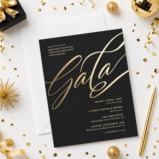 Invitation au gala noir et or