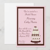 Invitation au gâteau Brown rose (Devant / Derrière)