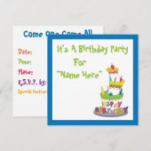 Invitation au gâteau d'anniversaire (Devant / Derrière)