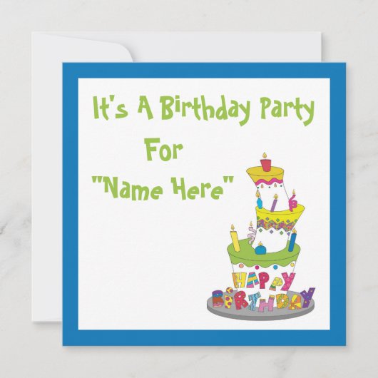 Invitation au gâteau d'anniversaire (Devant)