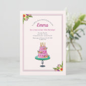 Invitation au gâteau d'anniversaire avec bougies (Debout devant)