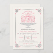 Invitation au gâteau d'anniversaire de Sweet sixte (Devant / Derrière)