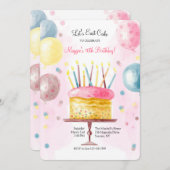 Invitation au gâteau d'anniversaire en aquarelle (Devant / Derrière)