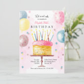 Invitation au gâteau d'anniversaire en aquarelle (Debout devant)