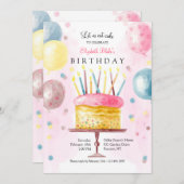 Invitation au gâteau d'anniversaire en aquarelle (Devant / Derrière)