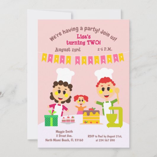 Invitation au gâteau d'anniversaire pour les deux (Devant)