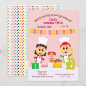 Invitation au gâteau d'anniversaire pour les deux (Devant / Derrière)