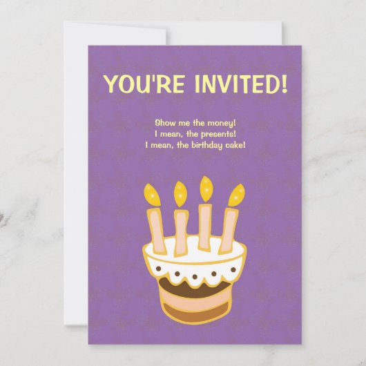 Invitation au gâteau de fête d'anniversaire (Devant)