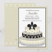 Invitation au gâteau Mariage noir et écru (Devant / Derrière)