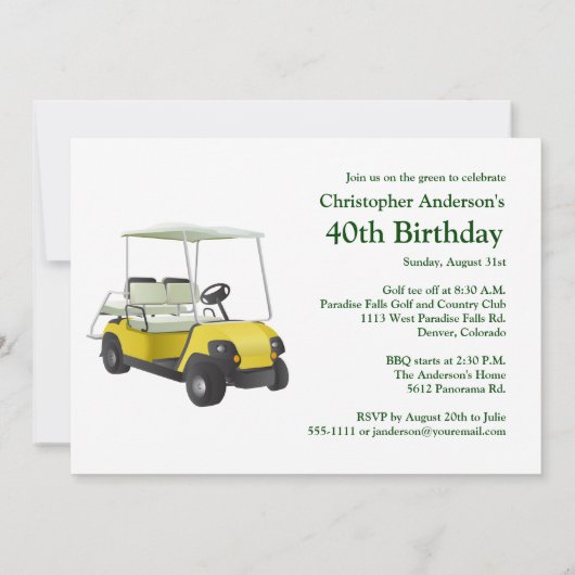 Invitation au golf 40e anniversaire de golf (Dos)