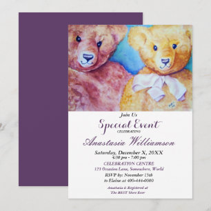 INvitation AU GOÛTER D'ENFANTS OURSON EN PELUCHE