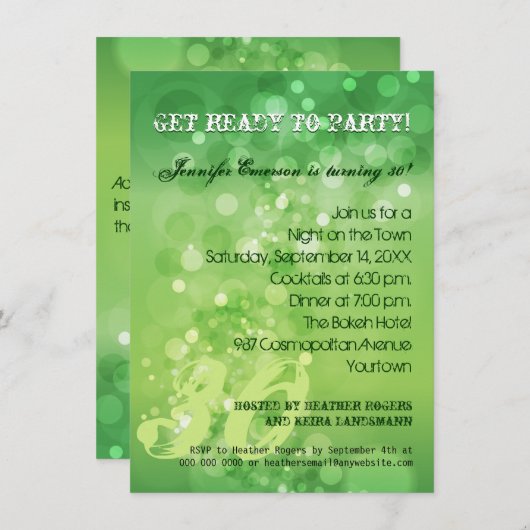 Invitation au Green Bokeh Party (Devant / Derrière)